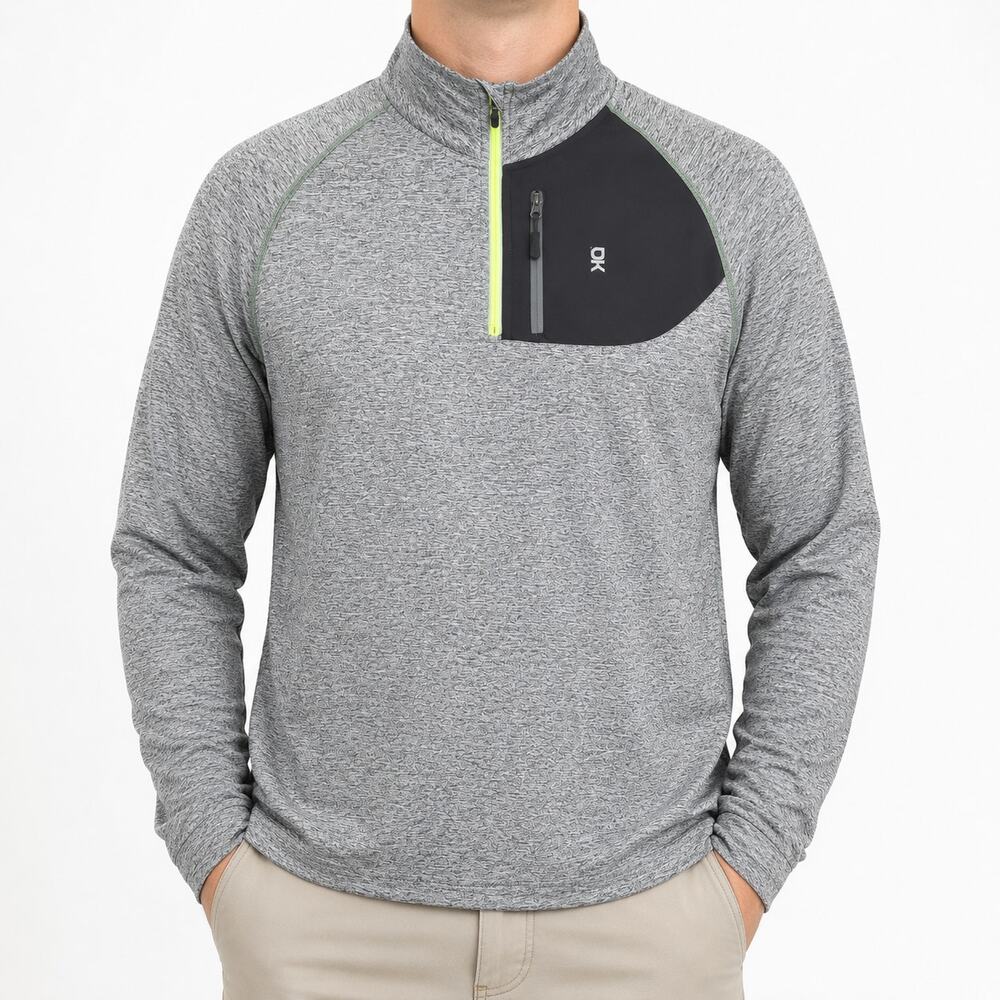 Little Donkey Andy Shirt Men Medium Gray Long Sleeve KD Stretch 1/4 Zip Pullover